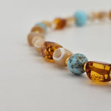 Collana in pietre naturali, ambra e madreperla – Collezione Duna