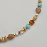 Collana in pietre naturali, ambra e madreperla – Collezione Duna
