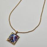 Collana Ciondolo Quadrato fiori Viola